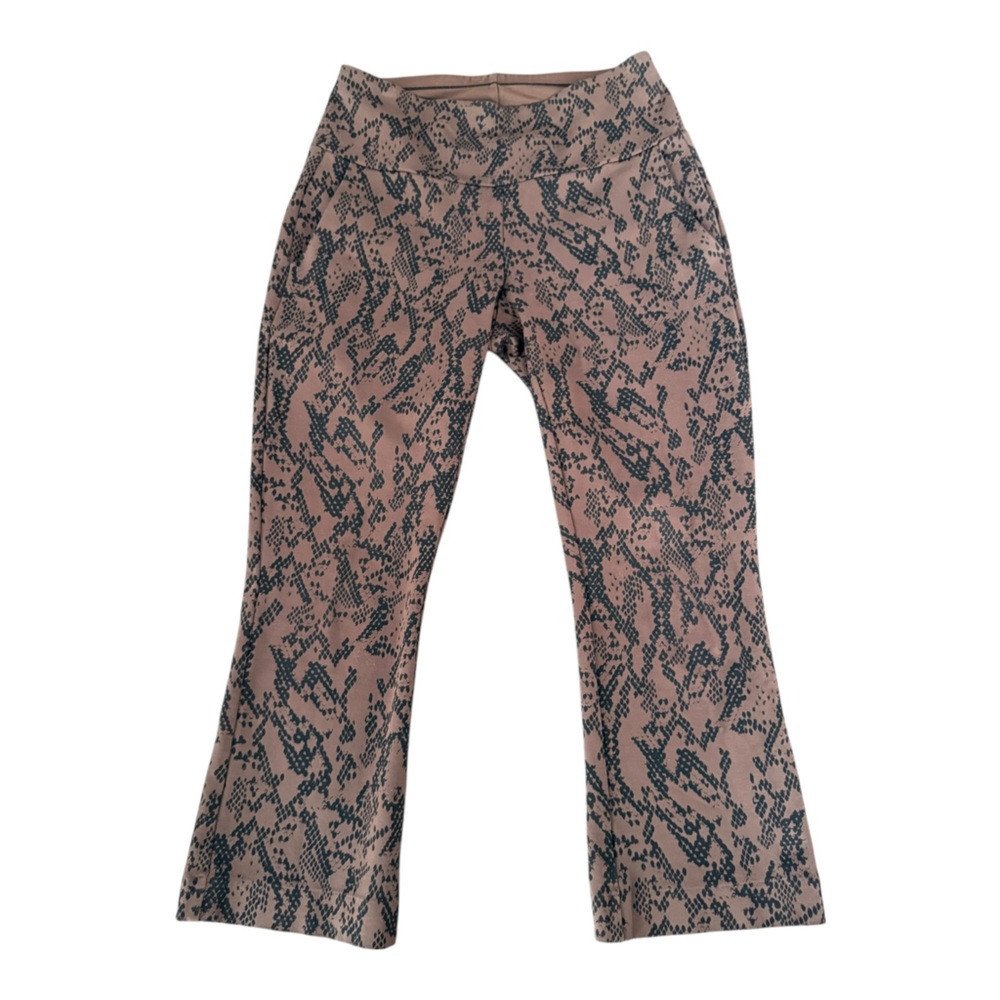 Cabi Cool It Crop Pant Women's Small Brown Black Snake Print Boot Crop Pants